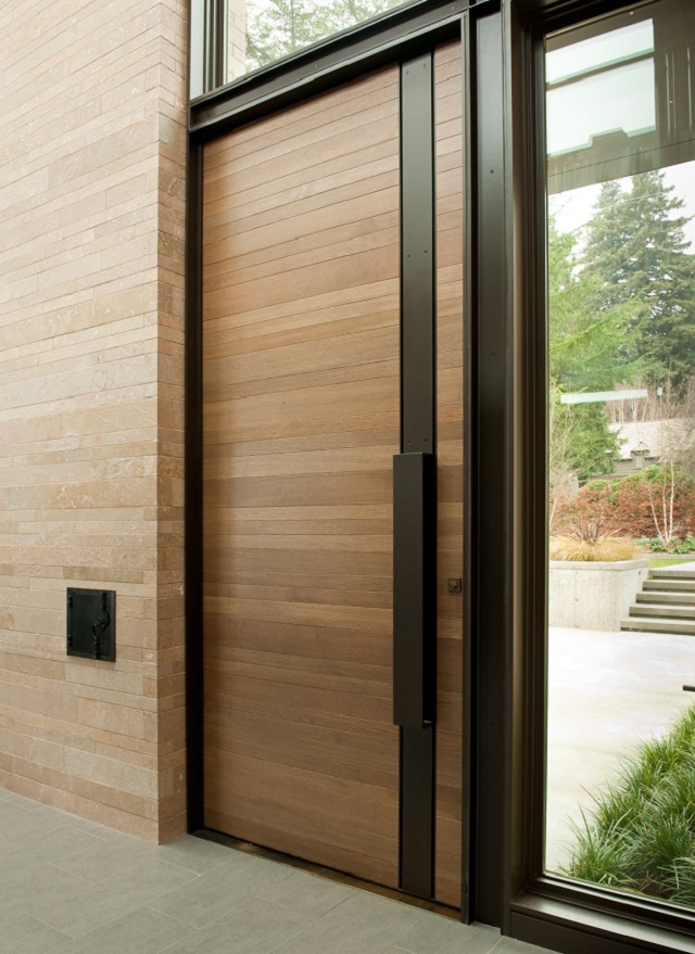 Pintu Aluminium dengan Kombinasi Kayu